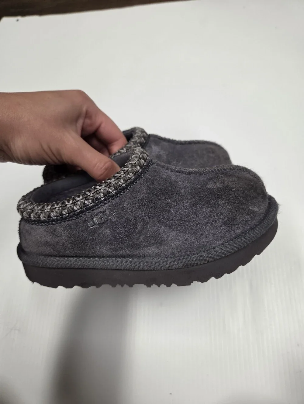 UGG Kids Tasman II Charcoal Grey Suede Slippers Size 9 T Toddler
